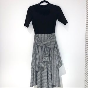 MAJE LAYERED DRESS WITH SCARF SKIRT